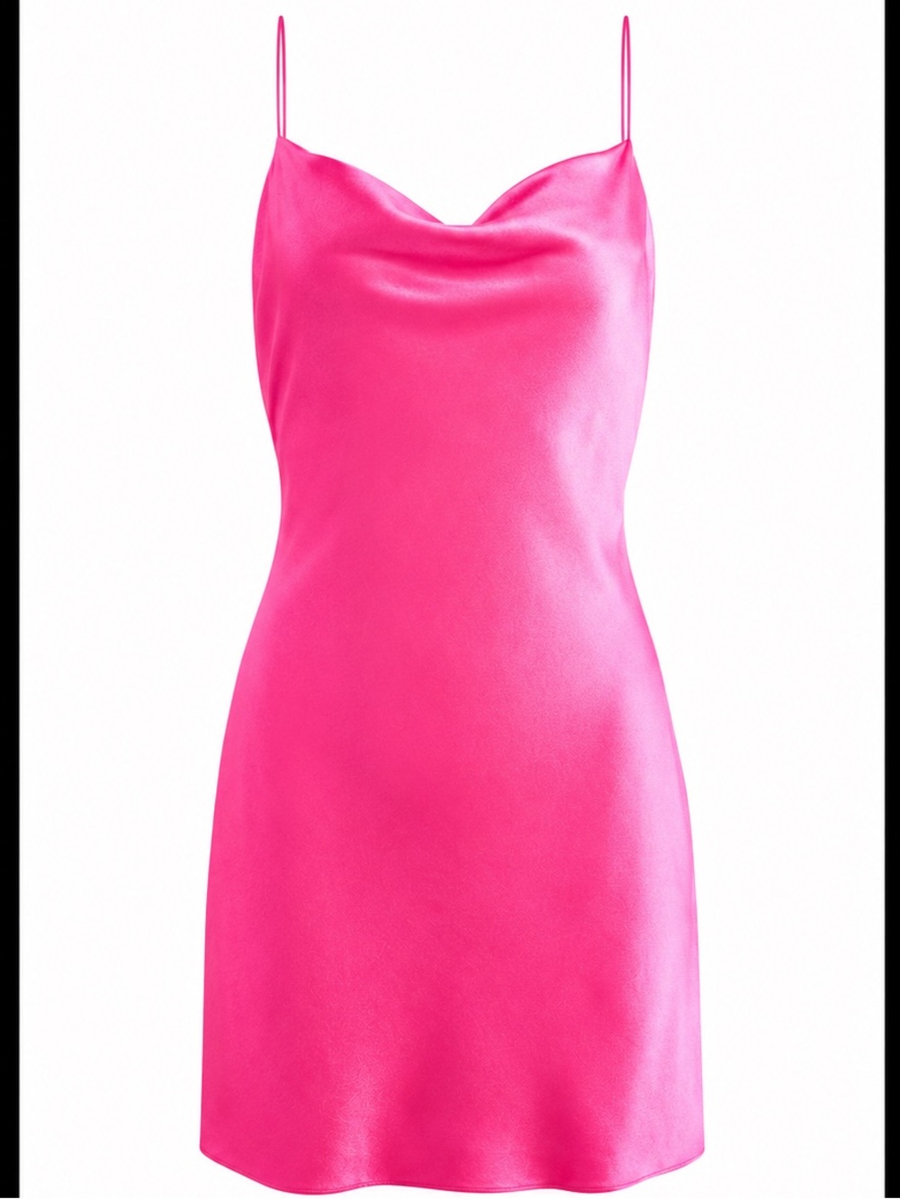 Alice + Olivia Harmony Hot Pink Cowl Neck Mini Slip Dress Shiny Size 0